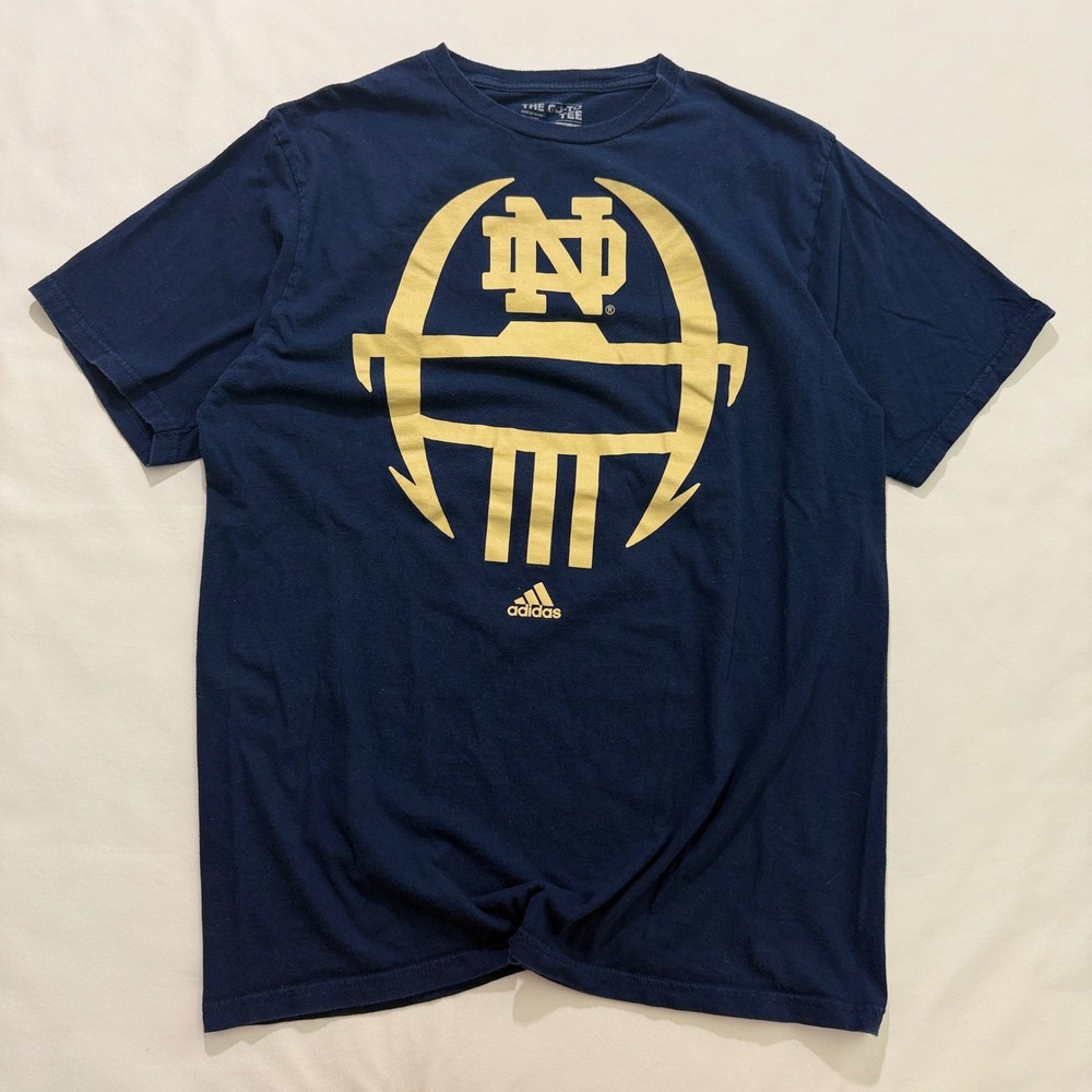 Adidas Notre Dame Fighting Irish T Shirt Mens Large Navy Blue Graphic Tee